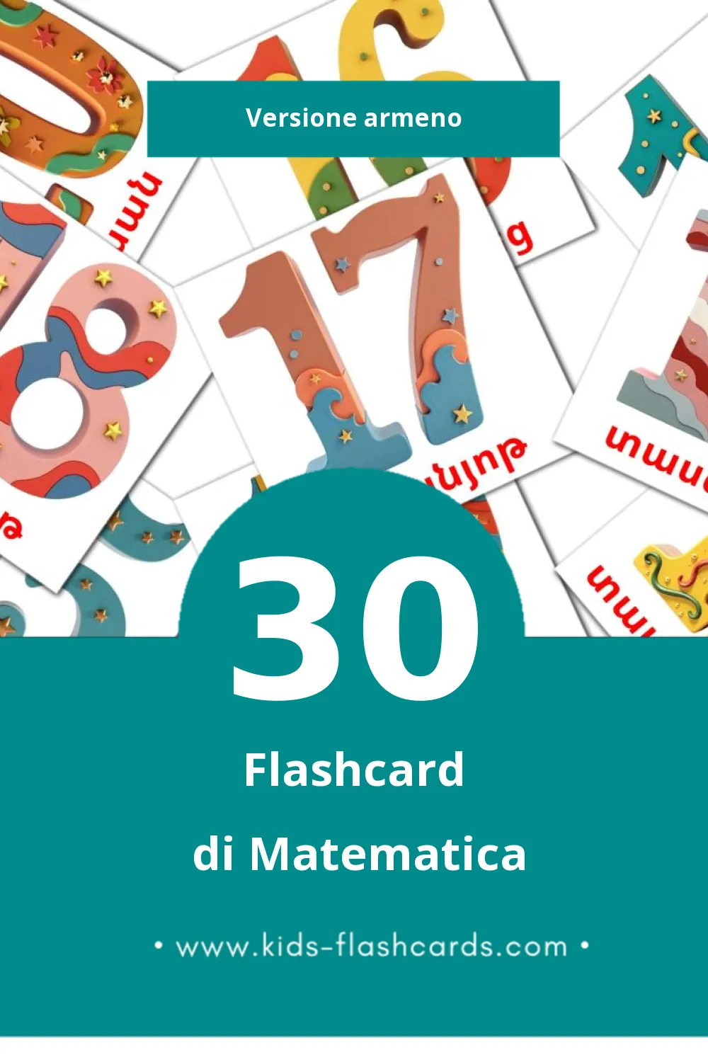 Schede visive sugli math per bambini (30 schede in Armeno)