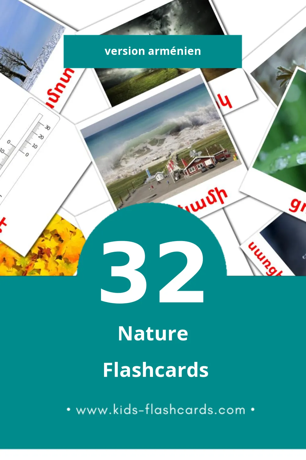 Flashcards Visual Բնություն pour les tout-petits (32 cartes en Arménien)