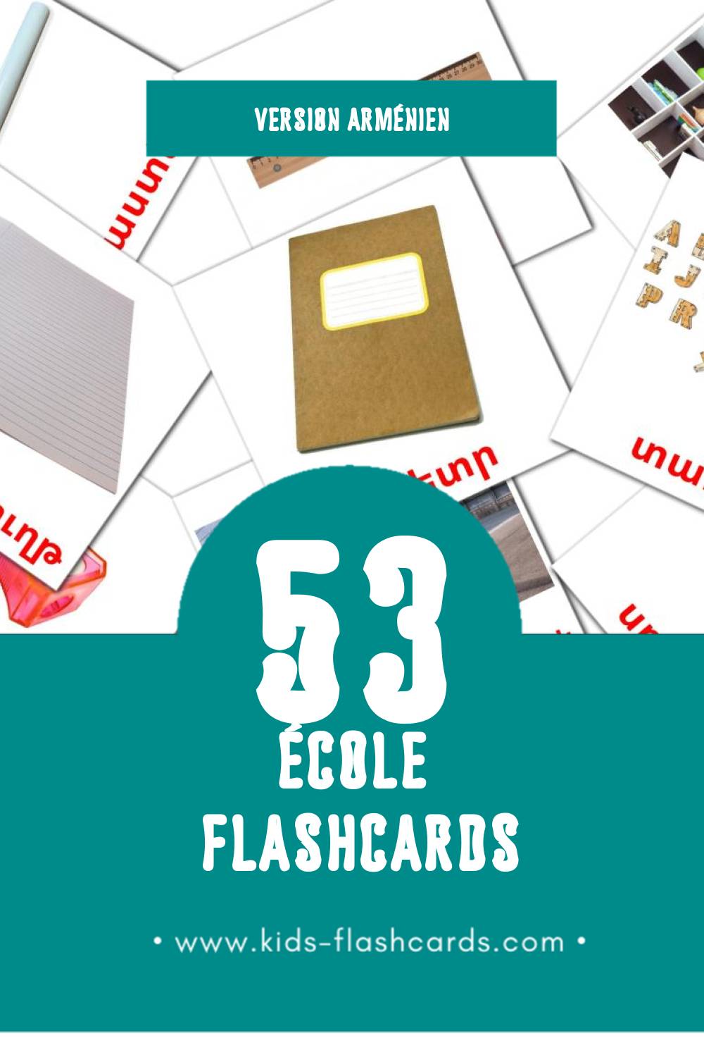 Flashcards Visual Դպրոց pour les tout-petits (53 cartes en Arménien)