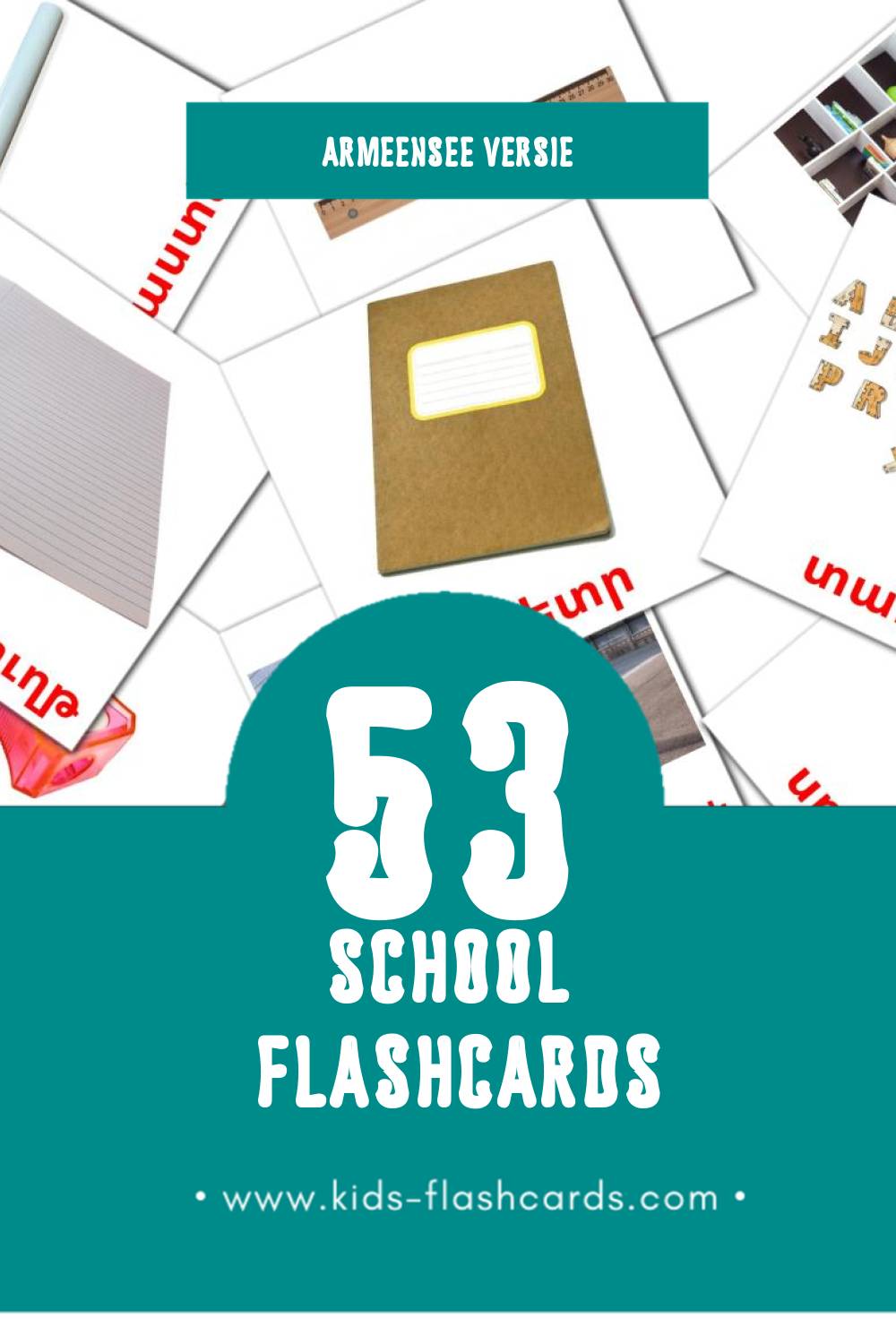 Visuele Դպրոց Flashcards voor Kleuters (53 kaarten in het Armeense)