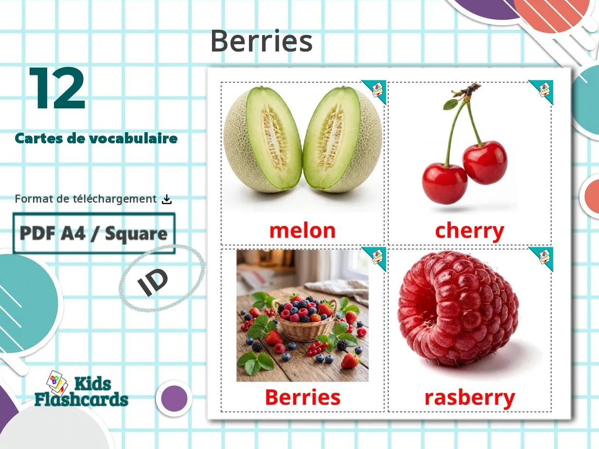 12 Cartes de Vocabulaire pour Enfants GRATUITES Baies à Imprimer en ...