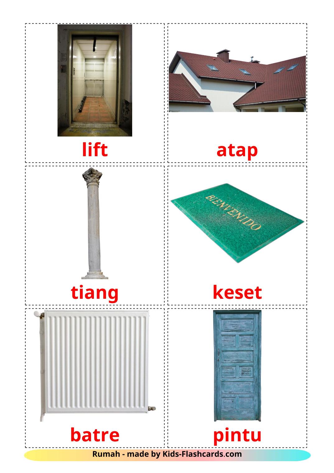 House - 25 Free Printable indonesian Flashcards 