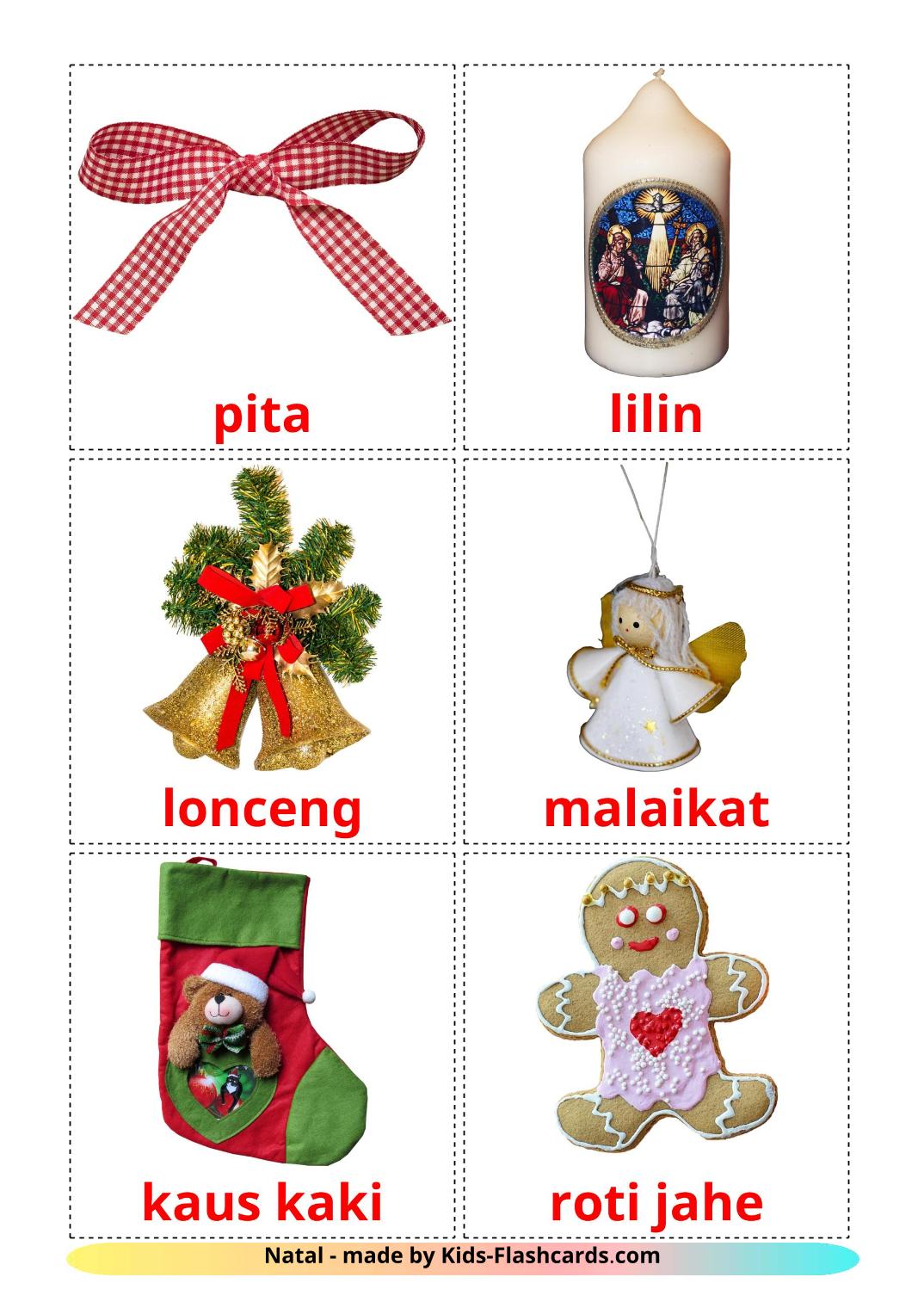 Christmas - 28 Free Printable indonesian Flashcards 