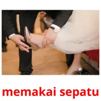 memakai sepatu flashcards illustrate