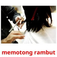 memotong rambut flashcards illustrate