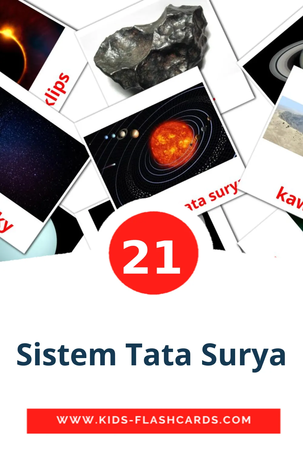 21 carte illustrate di Sistem Tata Surya per la scuola materna in indonesiano