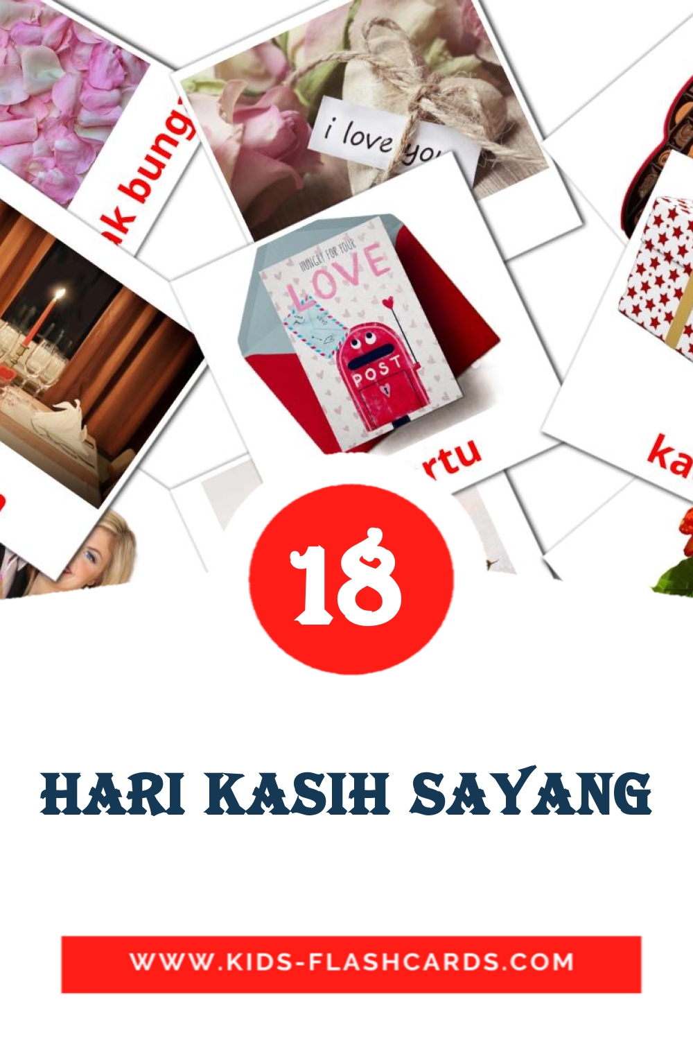 hari kasih sayang на индонезийском для Детского Сада (18 карточек)
