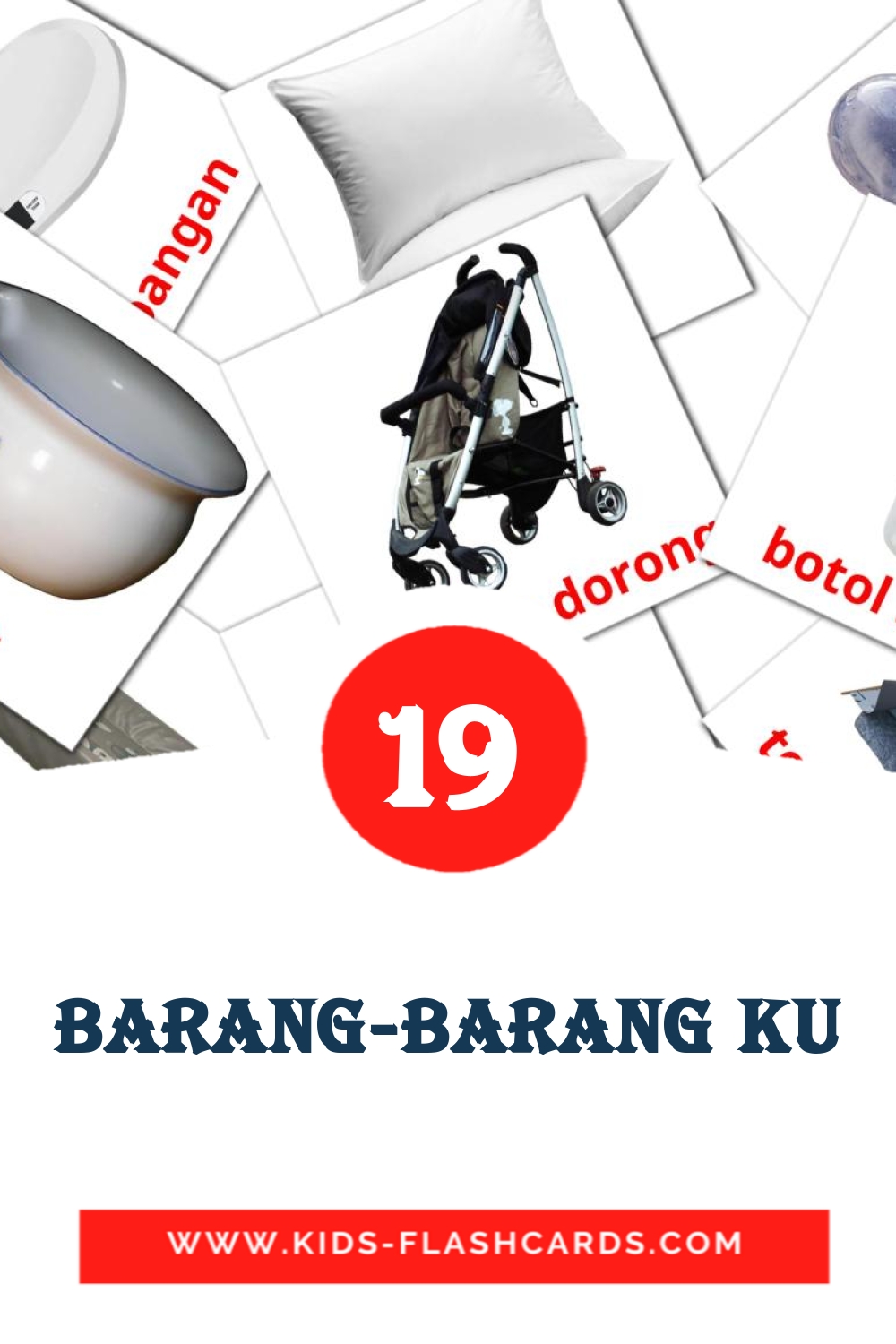 20 tarjetas didacticas de Barang-Barang Ku para el jardín de infancia en indonesio