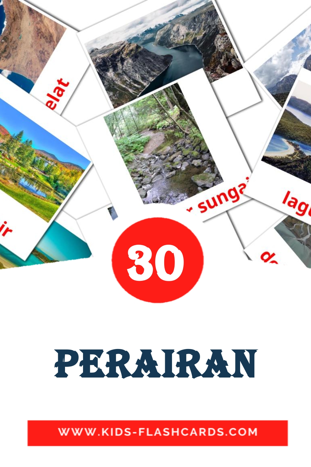 30 Perairan Picture Cards for Kindergarden in indonesian