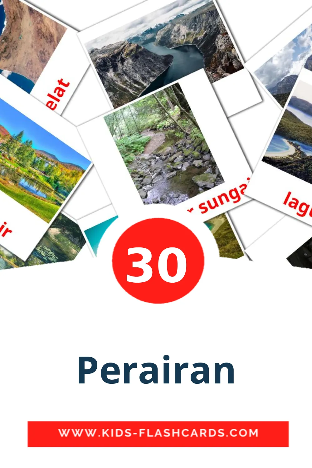 30 cartes illustrées de Perairan pour la maternelle en indonésien