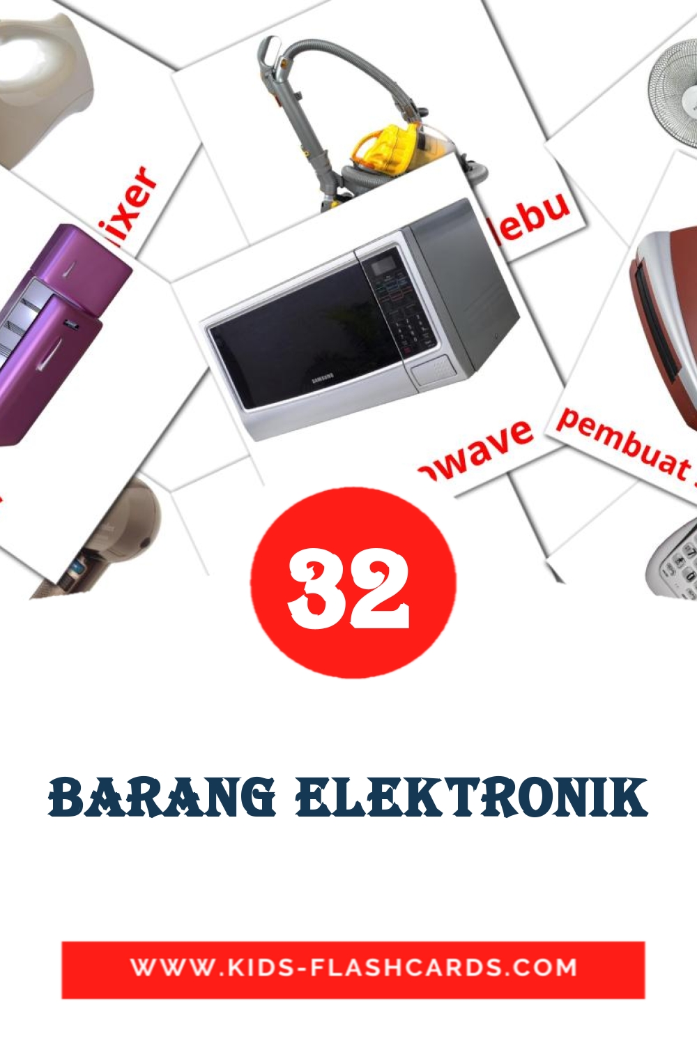 32 Barang elektronik Picture Cards for Kindergarden in indonesian