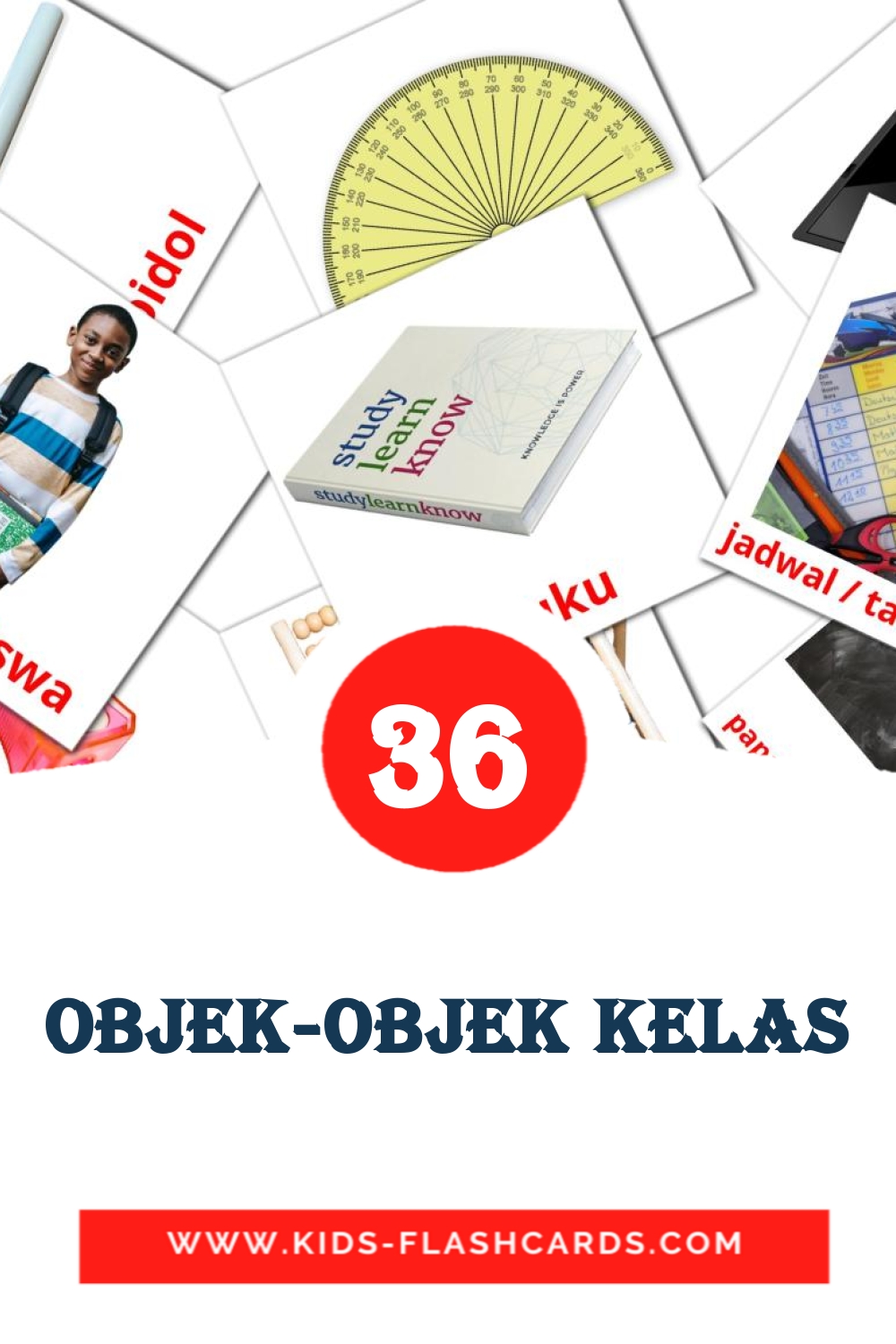 36 Objek-objek kelas Picture Cards for Kindergarden in indonesian