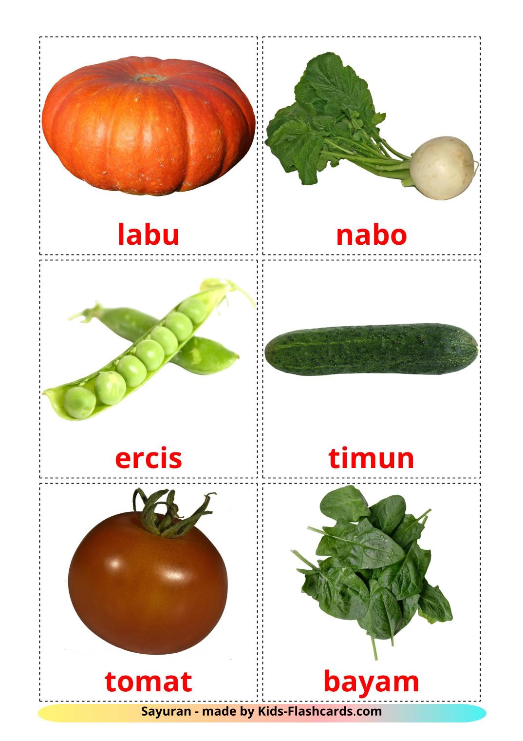 Vegetables - 29 Free Printable indonesian Flashcards 