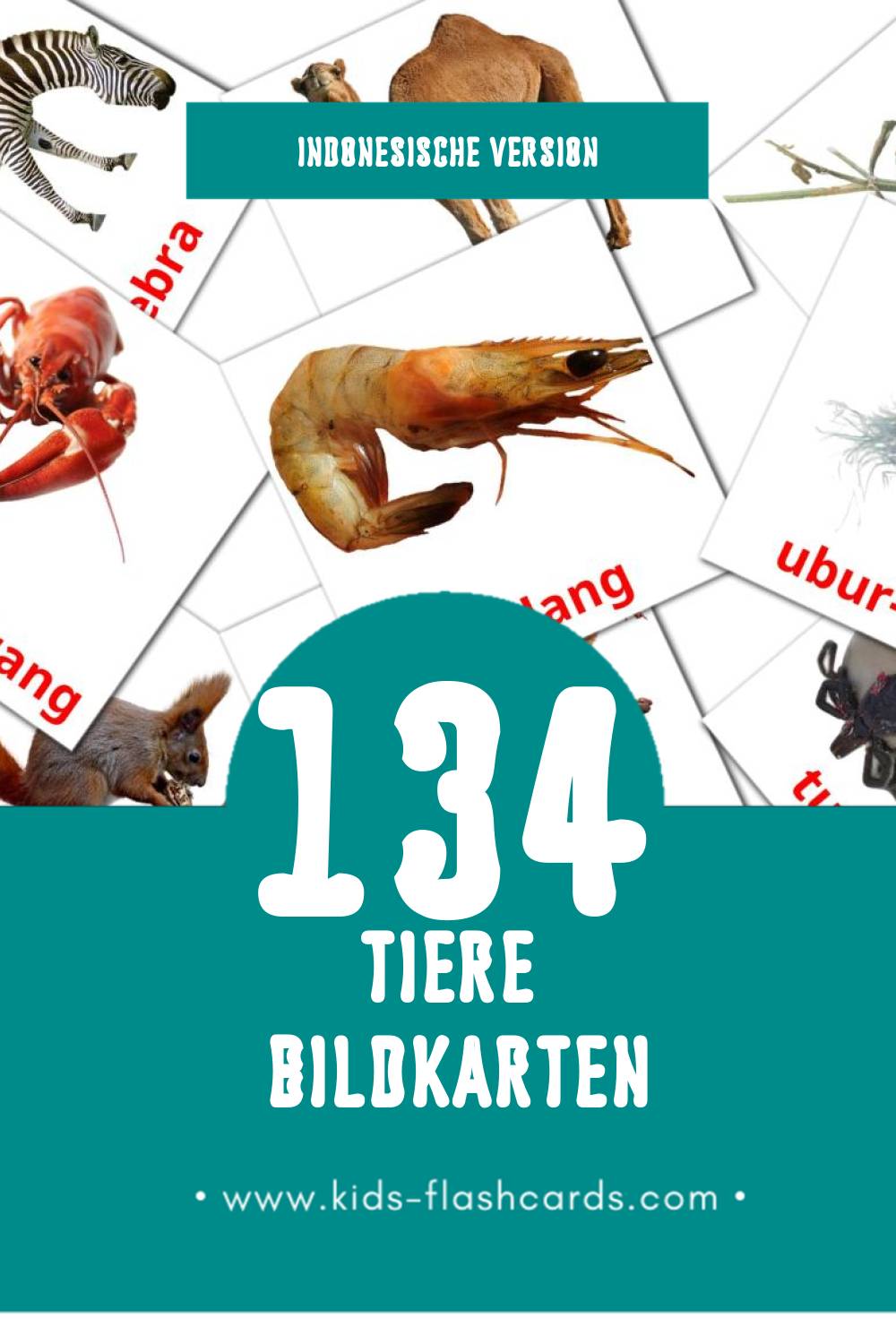 Visual Binatang Flashcards für Kleinkinder (134 Karten in Indonesisch)