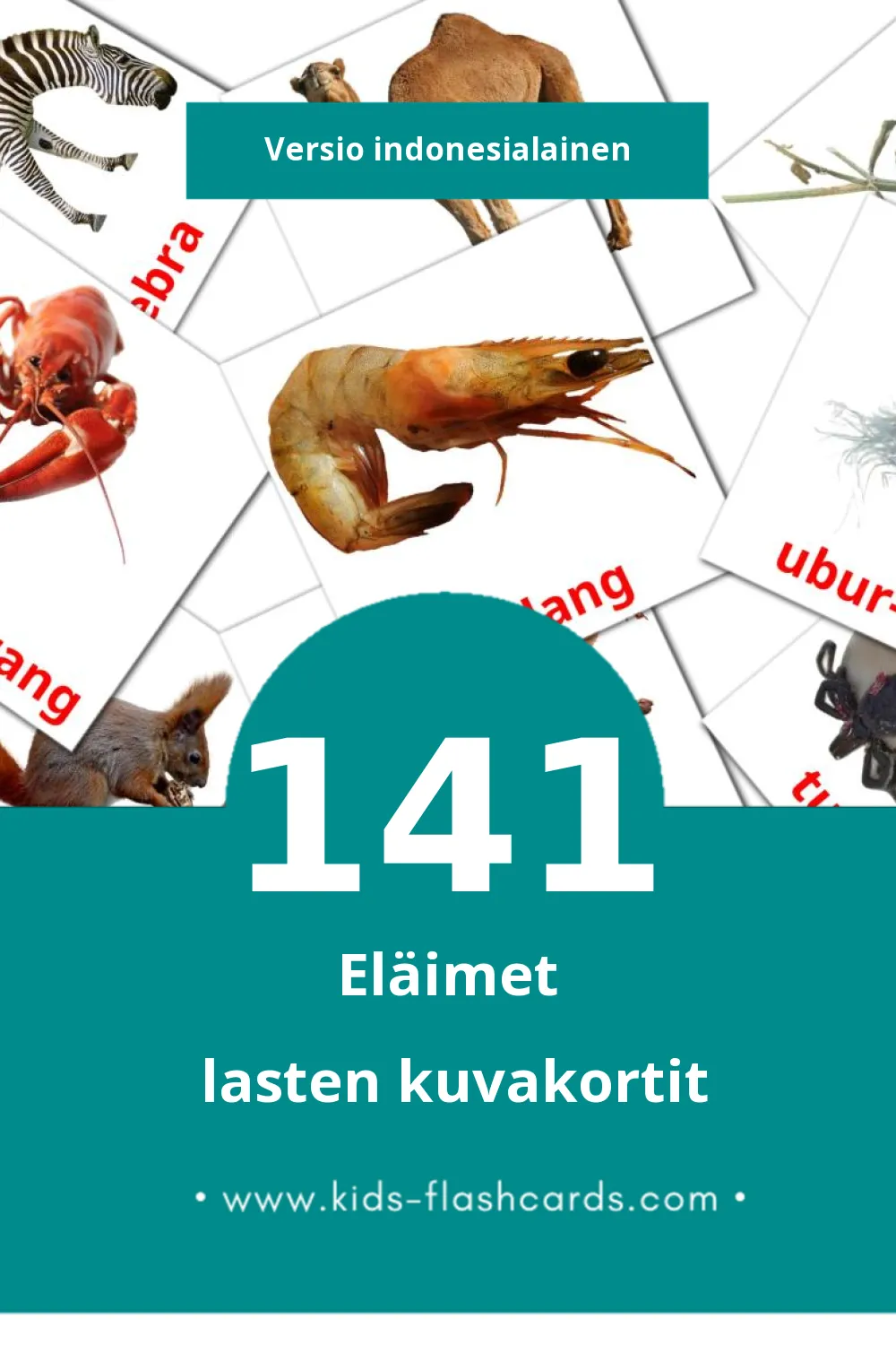Binatang lasten kuvakortit pikkulapsille (141 korttia Indonesialaiseksi)