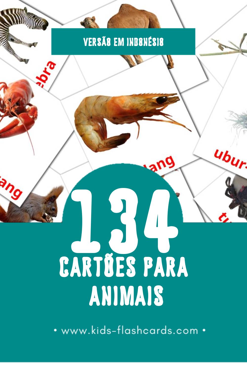 Flashcards de Binatang Visuais para Toddlers (134 cartões em Indonésio)