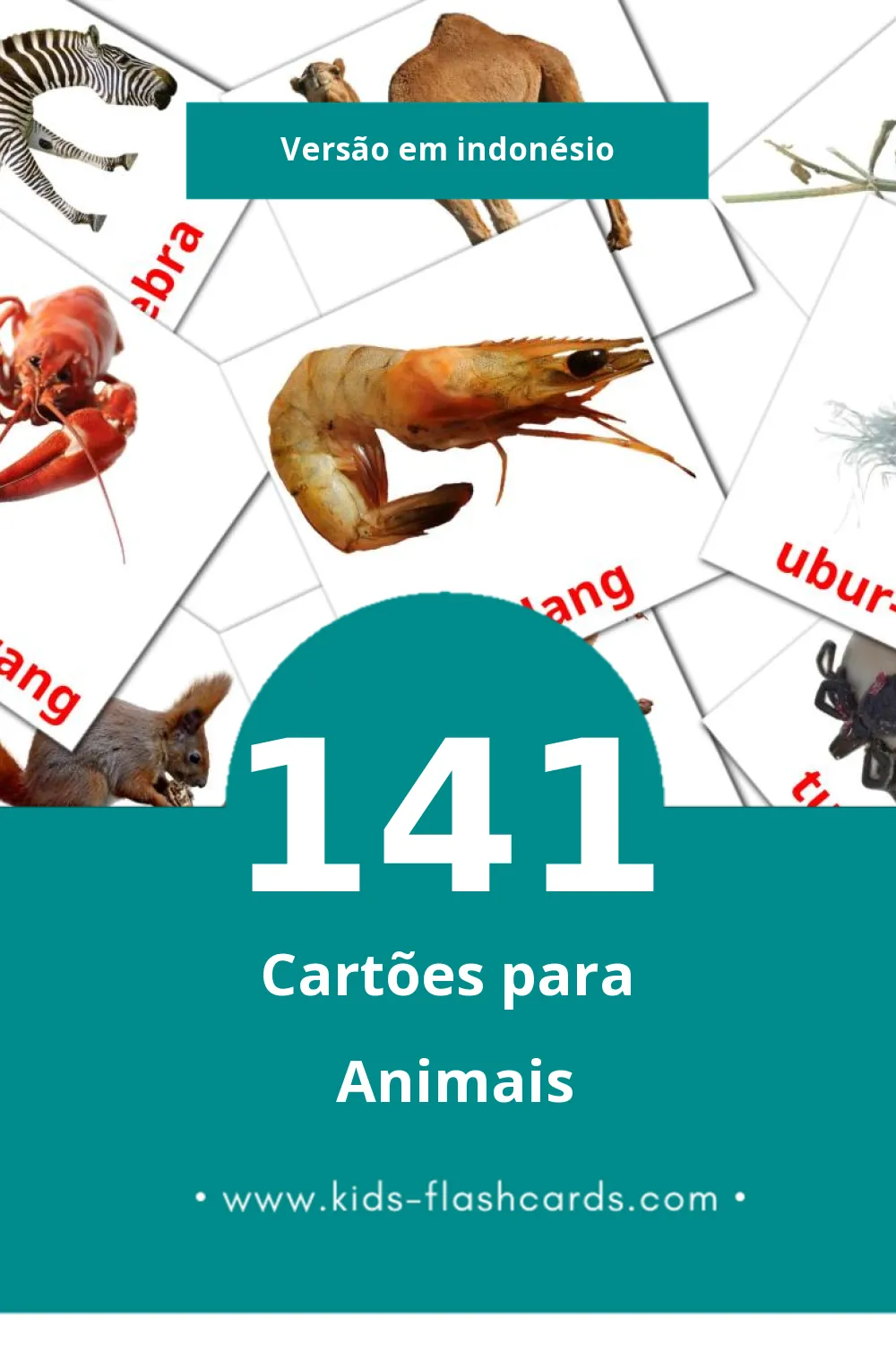 Flashcards de Binatang Visuais para Toddlers (141 cartões em Indonésio)