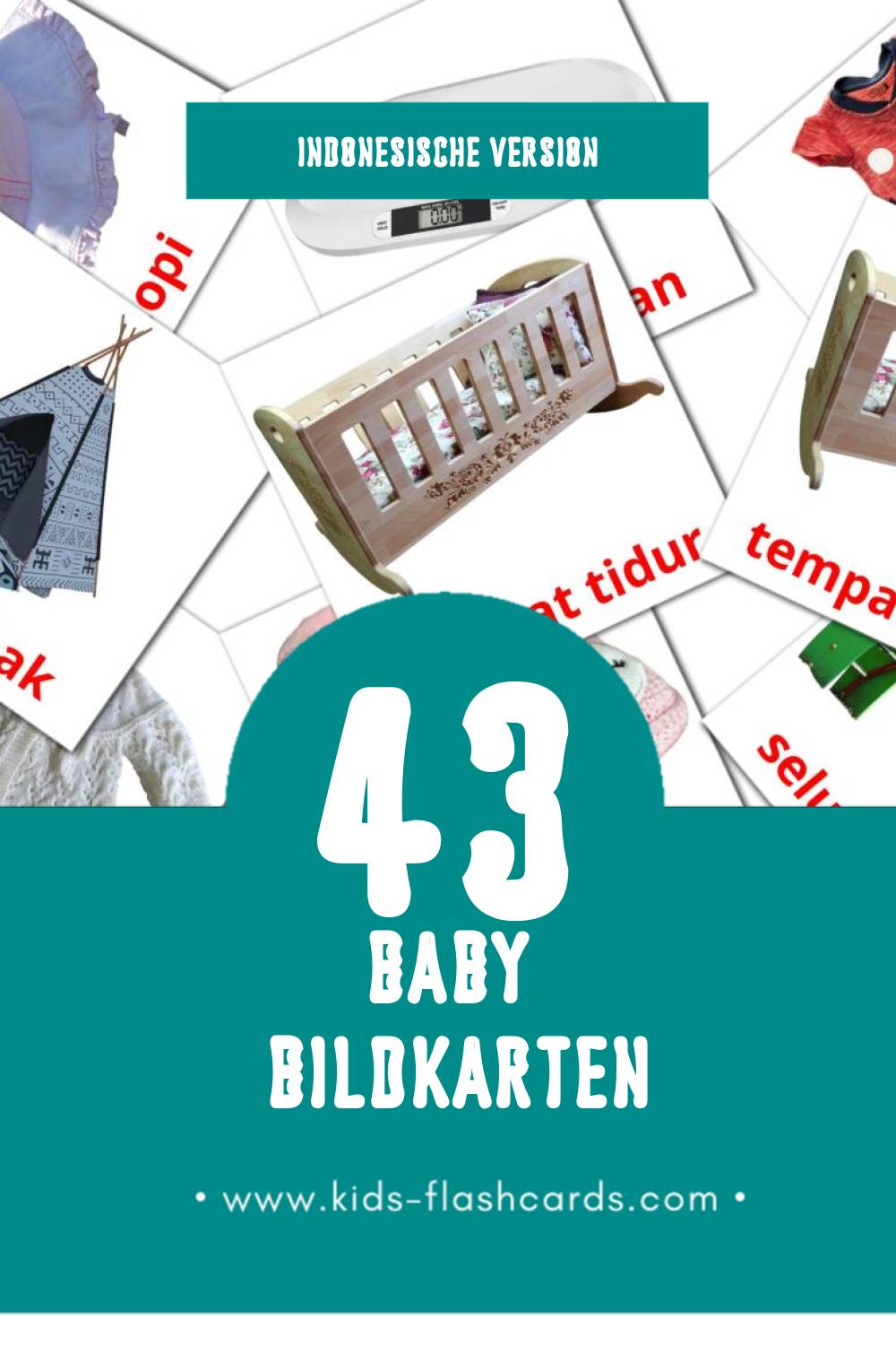 Visual Anak anak Flashcards für Kleinkinder (45 Karten in Indonesisch)