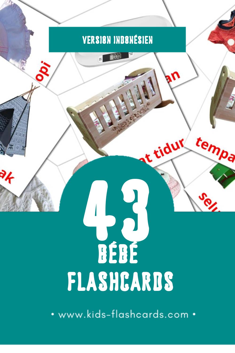 Flashcards Visual Anak anak pour les tout-petits (45 cartes en Indonésien)