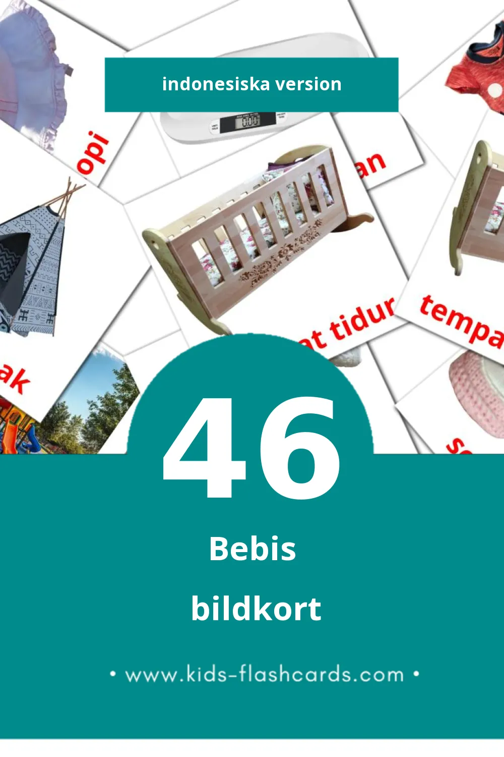 Visuella Anak anak för småbarn (46 bildkort för barn på Indonesiska)