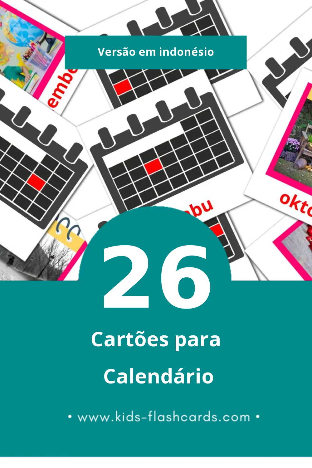 Flashcards de Kalender Visuais para Toddlers (26 cartões em Indonésio)