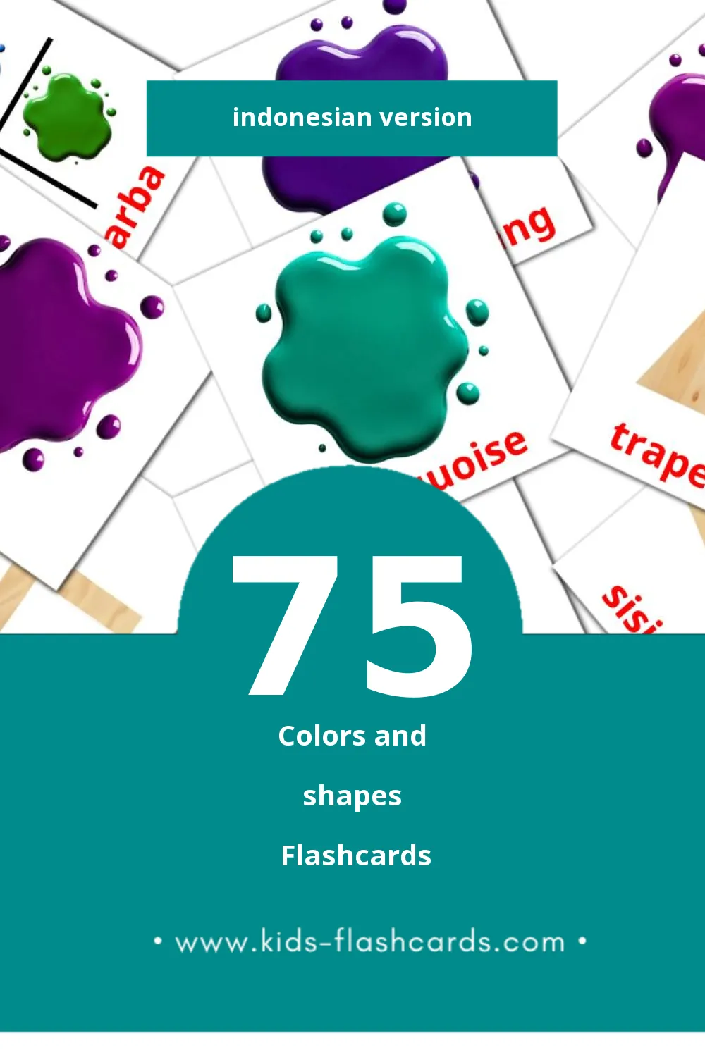 Visual Warna dan Bentuk Flashcards for Toddlers (75 cards in Indonesian)