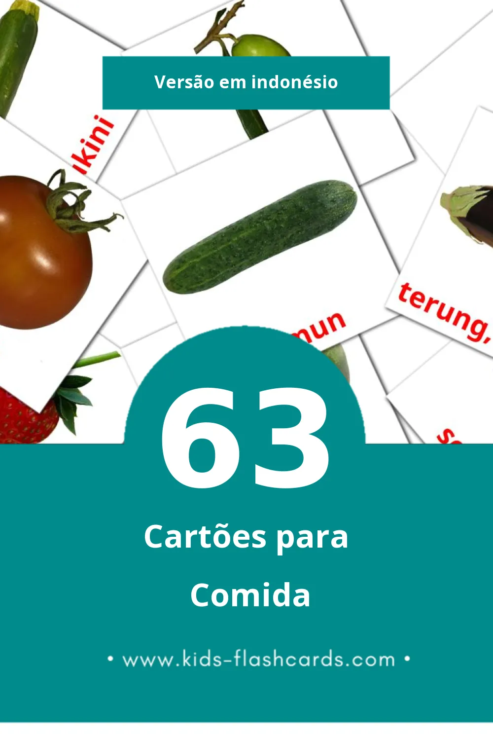 Flashcards de Buah - buahan Visuais para Toddlers (63 cartões em Indonésio)