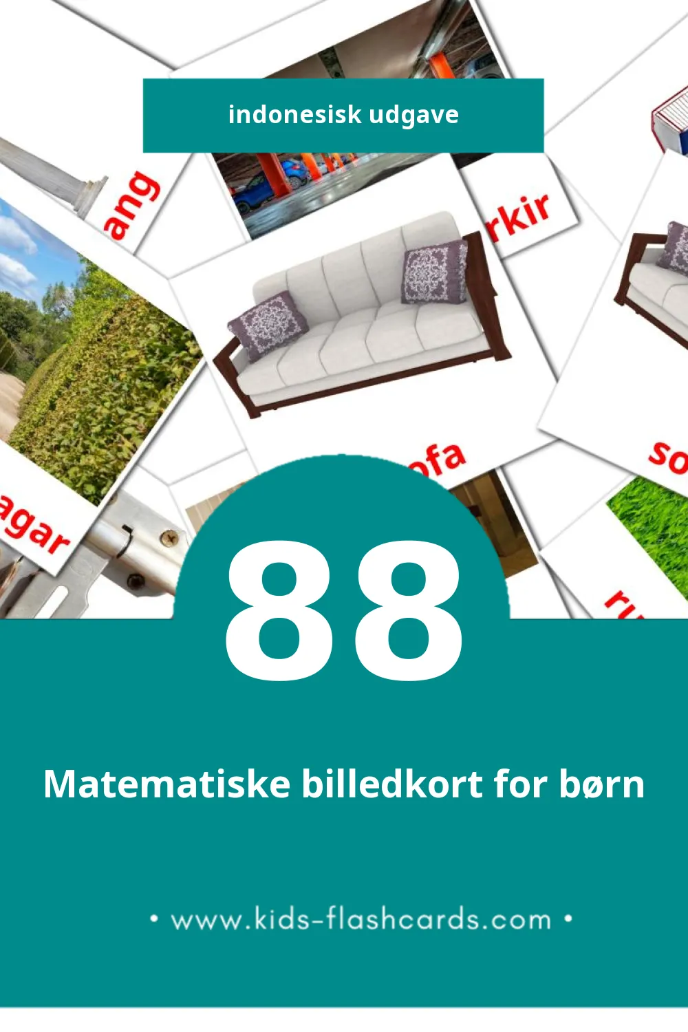 Visuelle billedkort for børn om Rumah til småbørn (88 kort på Indonesisk)