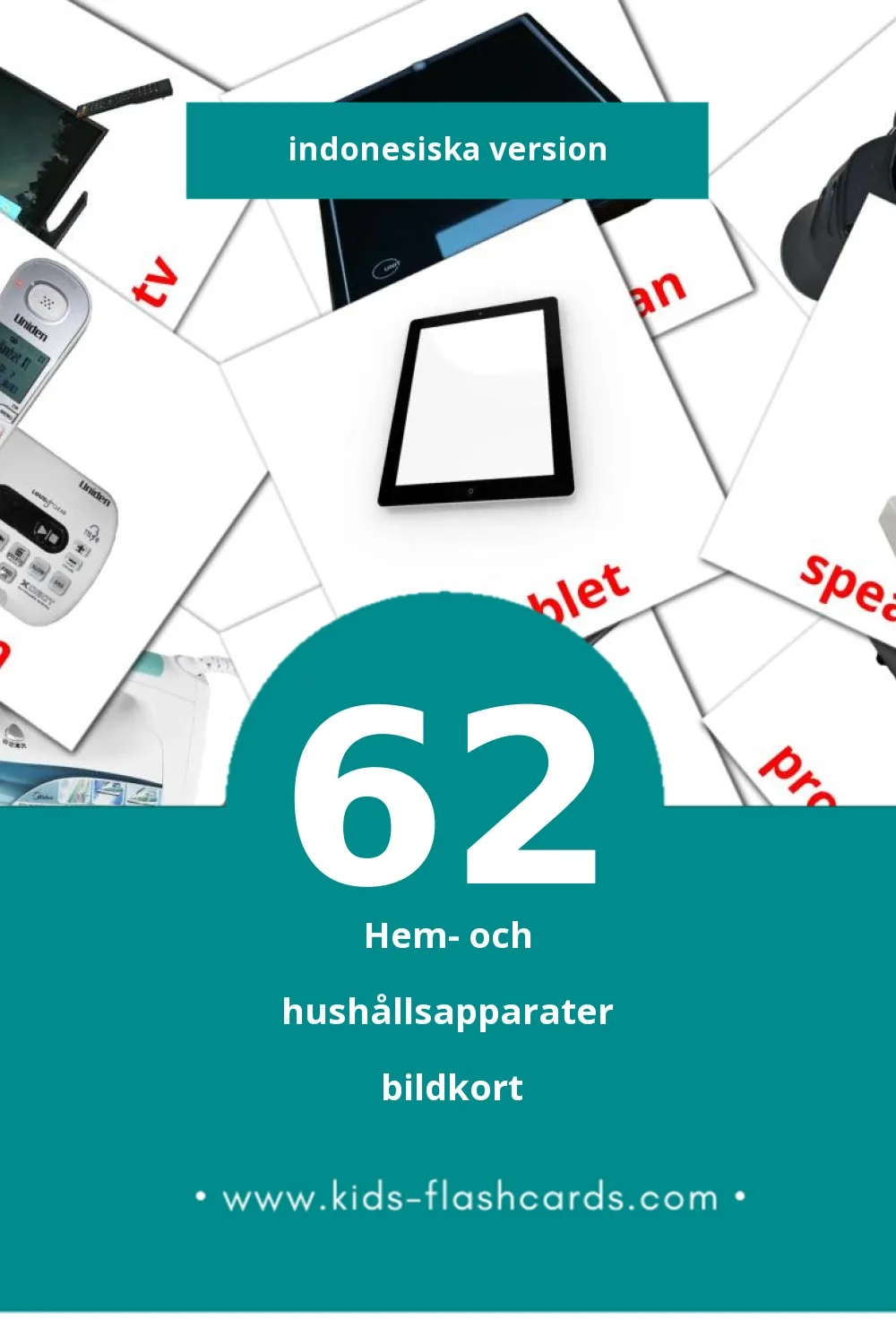 Visuelle beba bildekort for småbarn (62 kort på Indonesiska)