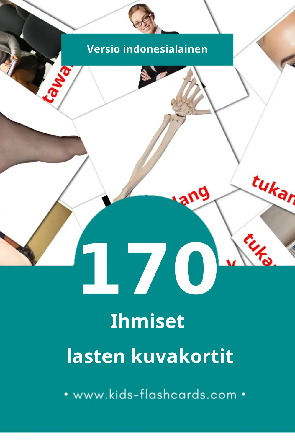 Orang lasten kuvakortit pikkulapsille (170 korttia Indonesialaiseksi)