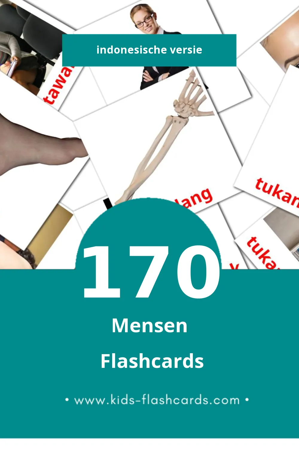 Visuele Orang Flashcards voor Kleuters (170 kaarten in het Indonesisch)