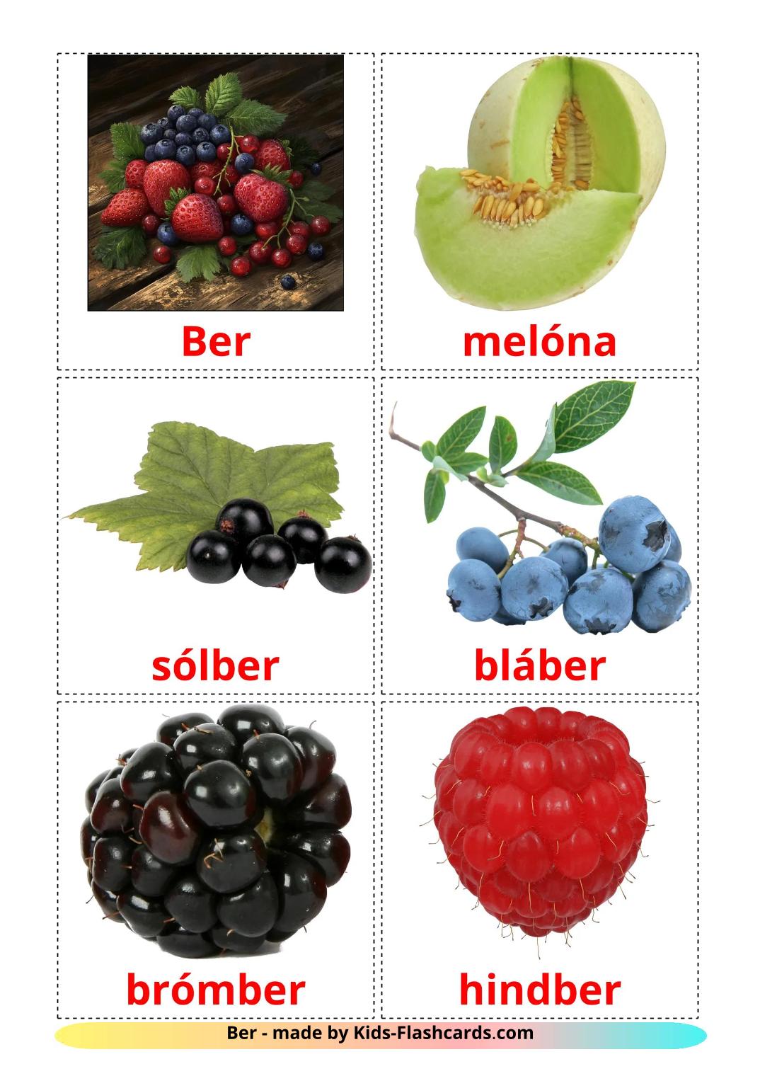 Bær - islandsk gratis islandsk billedkort for børn til udskrivning