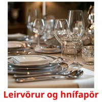 Leirvörur og hnífapör billedkort for børn med billeder