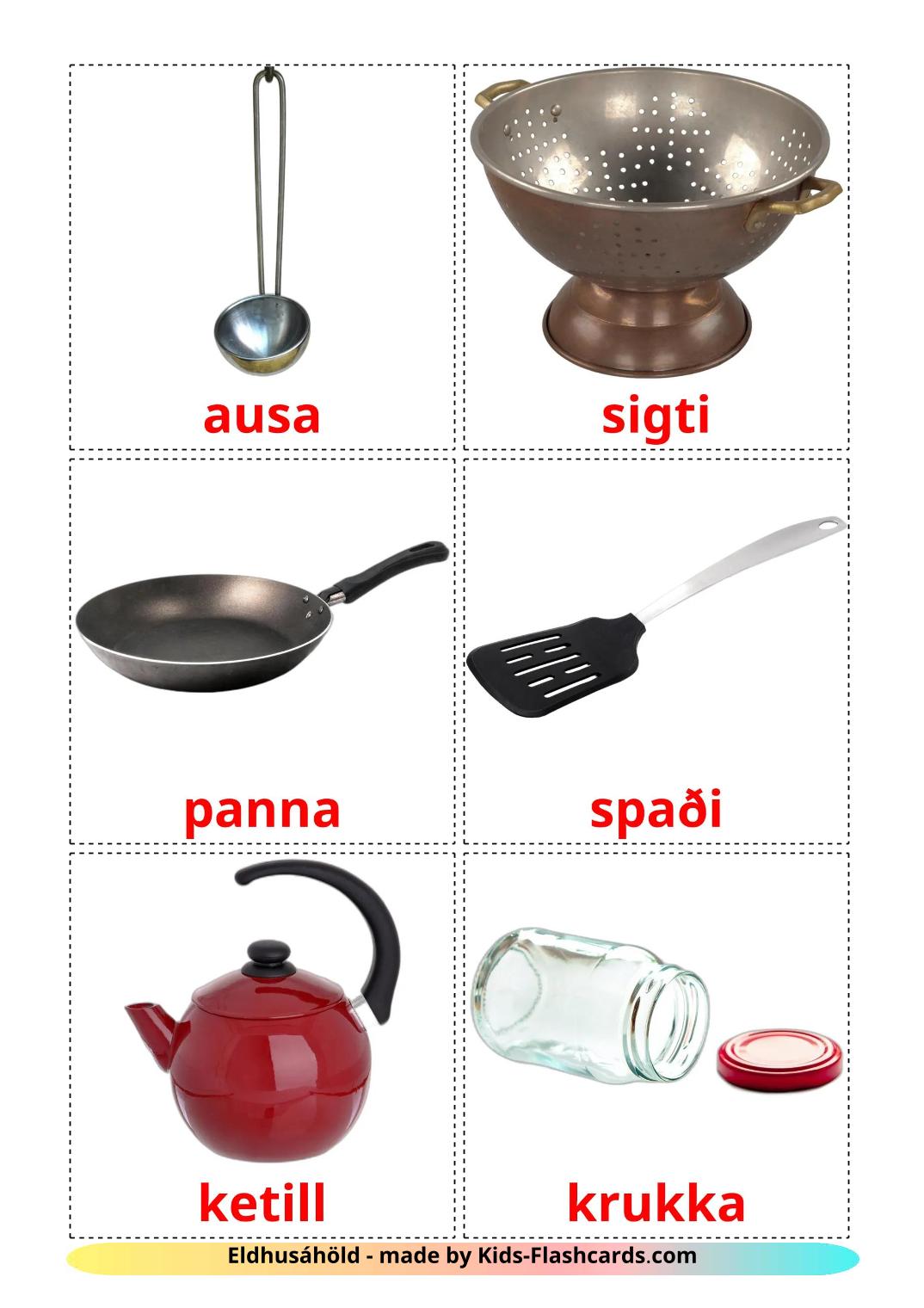 Køkkengrej - islandsk gratis islandsk billedkort for børn til udskrivning