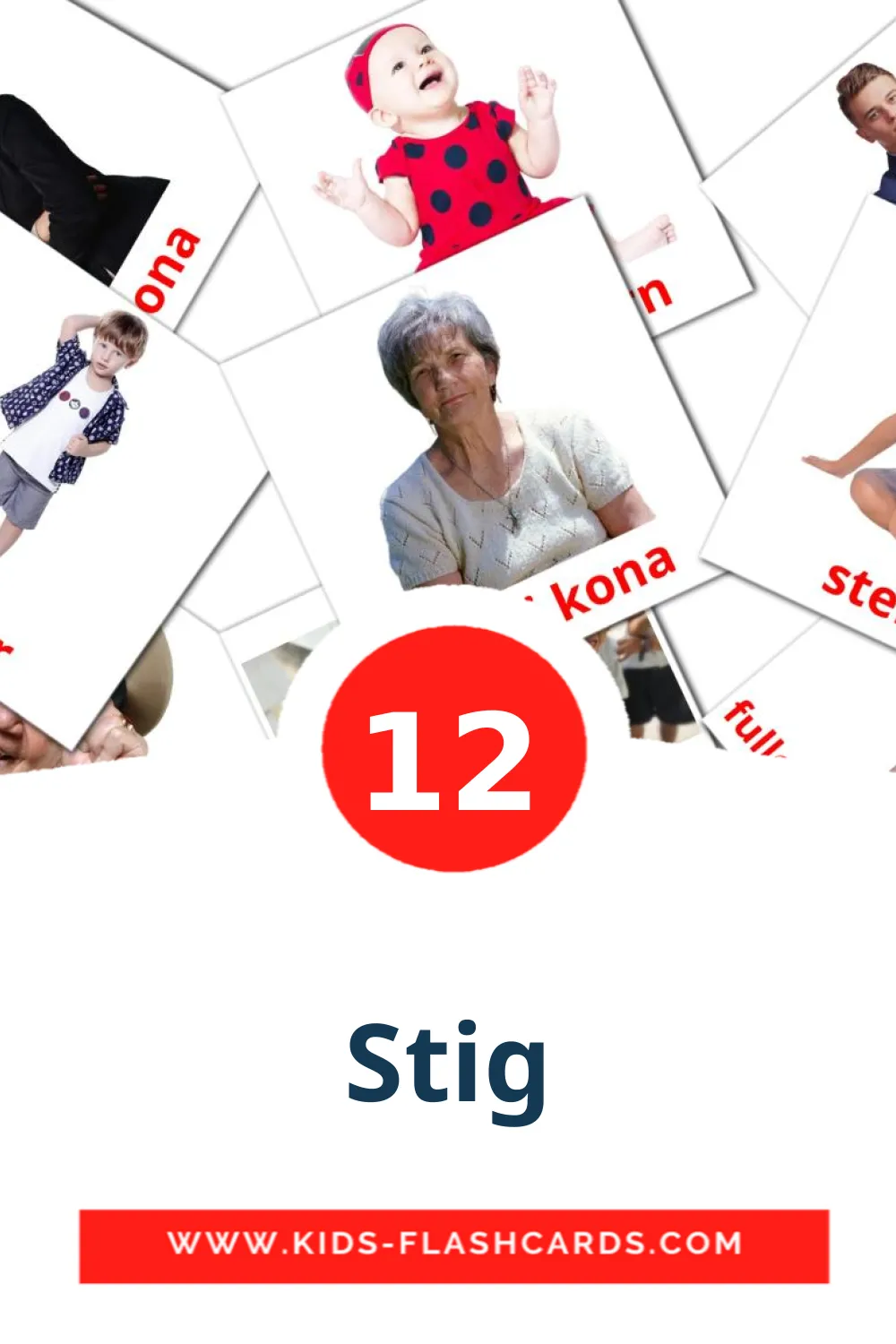 12 Cartões com Imagens de Stig para Jardim de Infância em icelandês