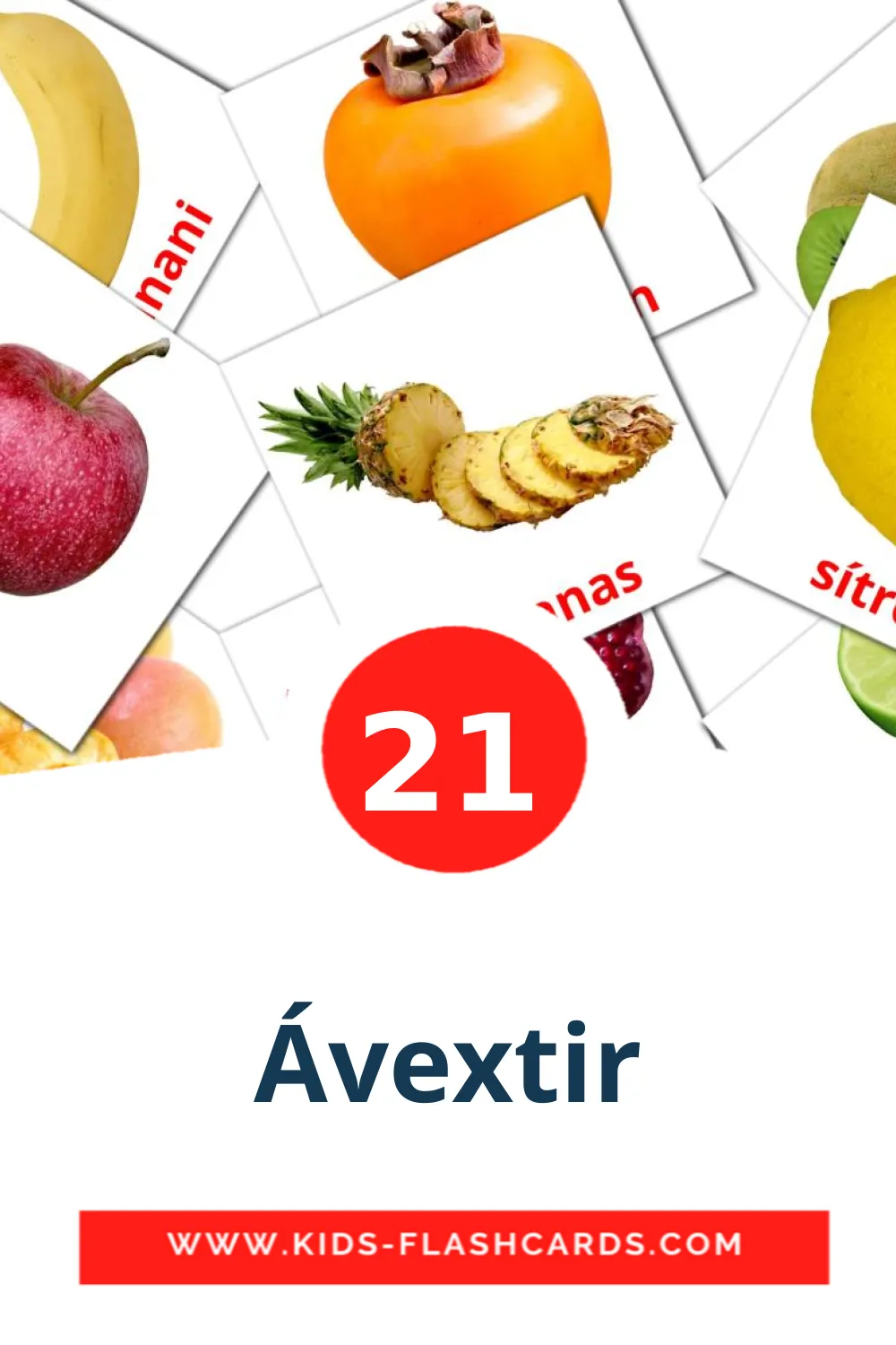 21 billedkort for børn med Ávextir til børnehaveklassen på islandsk
