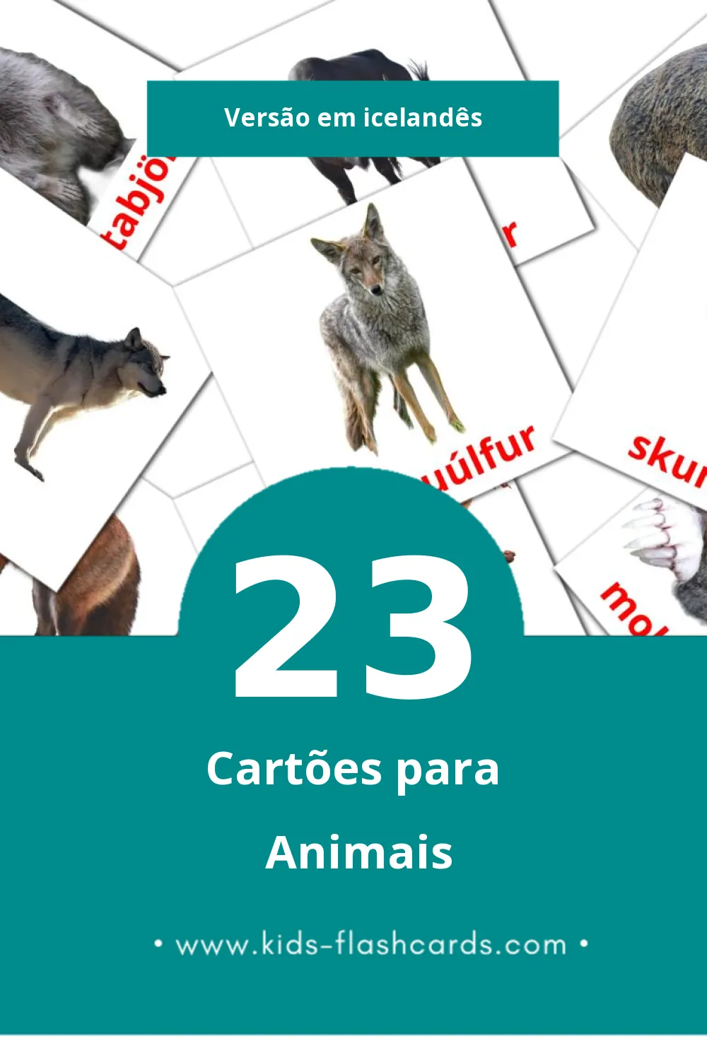 Flashcards de Dýr Visuais para Toddlers (23 cartões em Icelandês) Flashcards de Dýr Visuais para Toddlers (23 cartões em Icelandês)