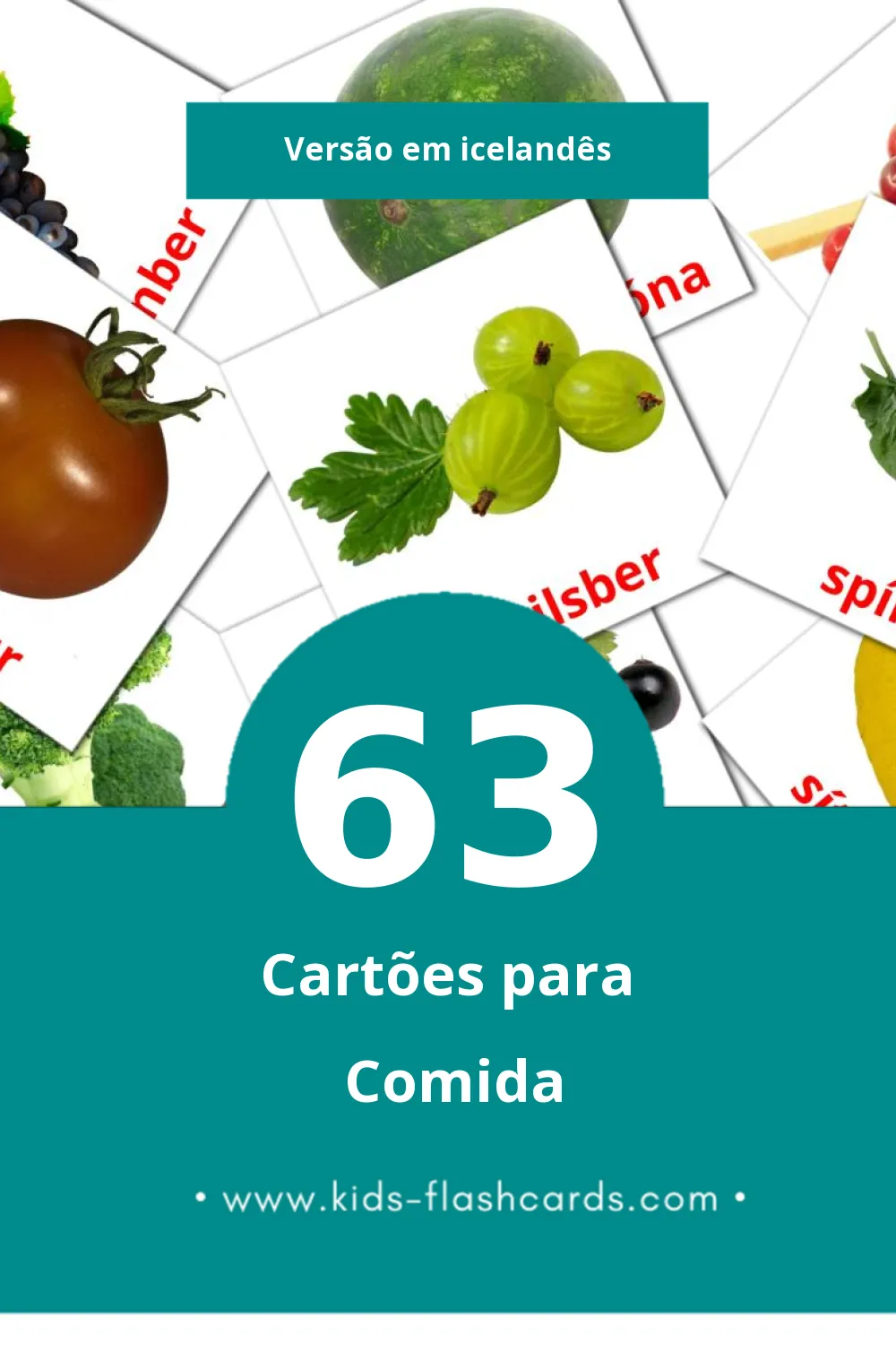 Flashcards de Matur Visuais para Toddlers (63 cartões em Icelandês) Flashcards de Matur Visuais para Toddlers (63 cartões em Icelandês)