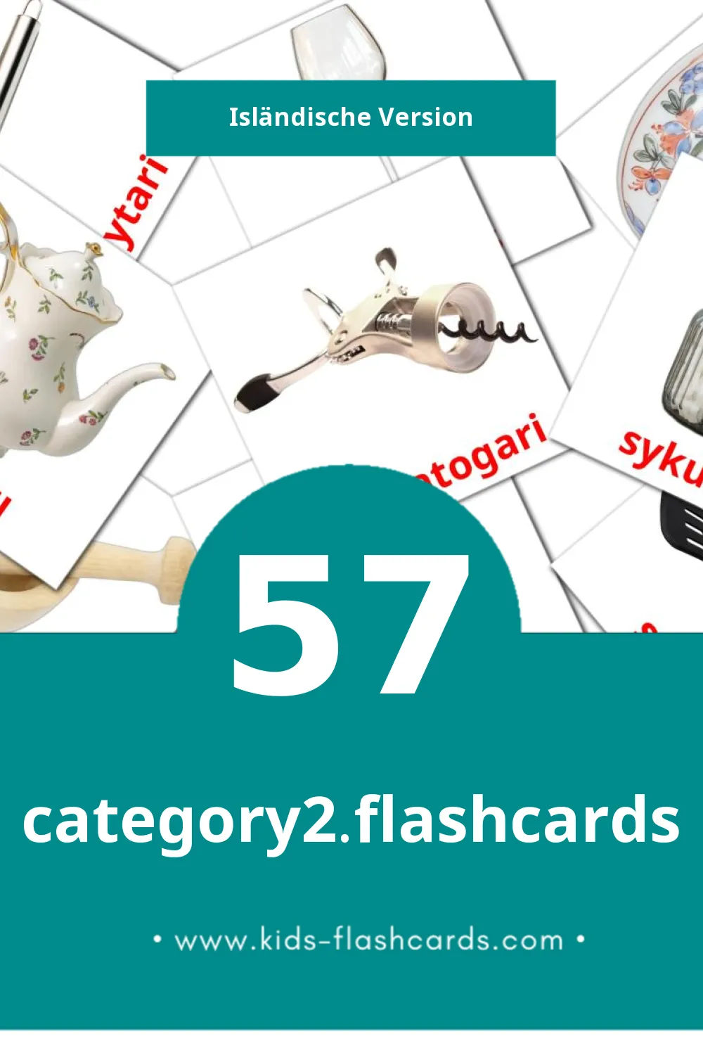 Visual Eldhús Bildkarten für Kleinkinder (57 Karten in Isländisch)