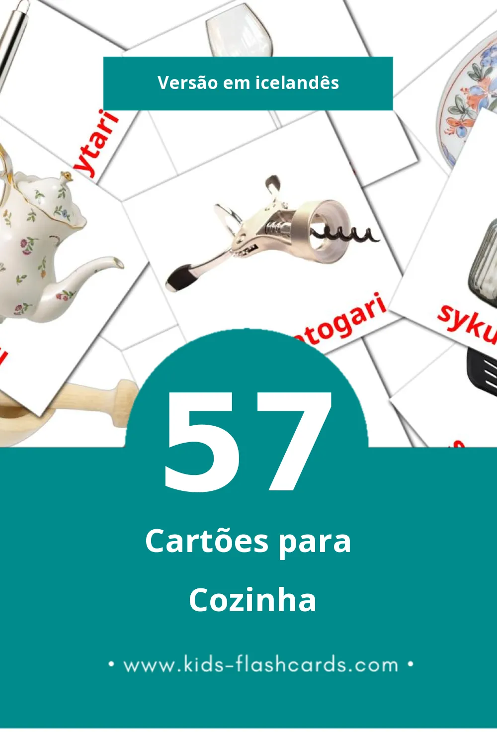 Flashcards de Eldhús Visuais para Toddlers (57 cartões em Icelandês)