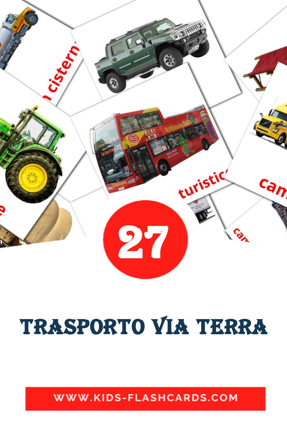 28 Trasporto via terra Picture Cards for Kindergarden in italian
