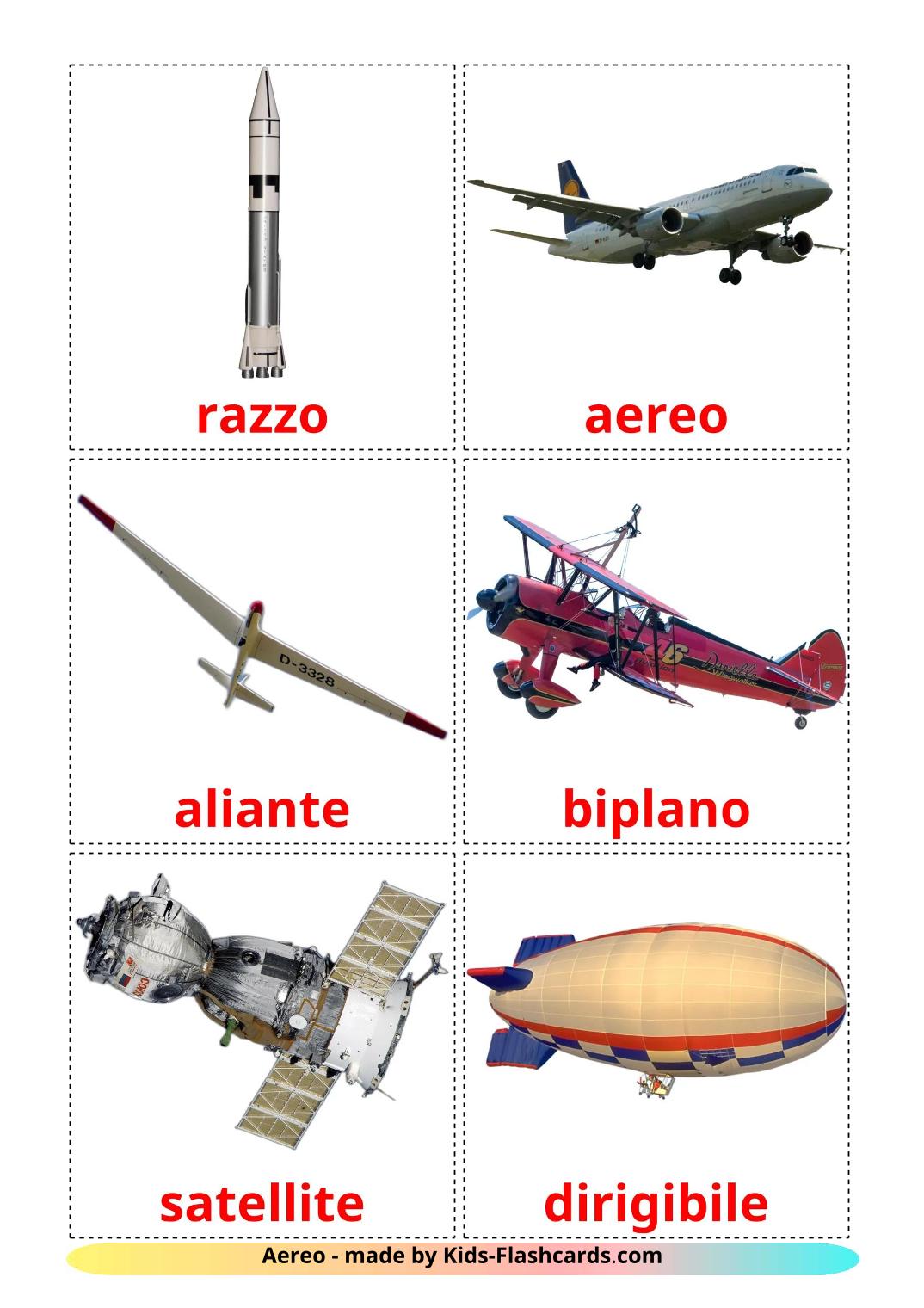 Transporte aéreo - 14 fichas de italiano para imprimir gratis 