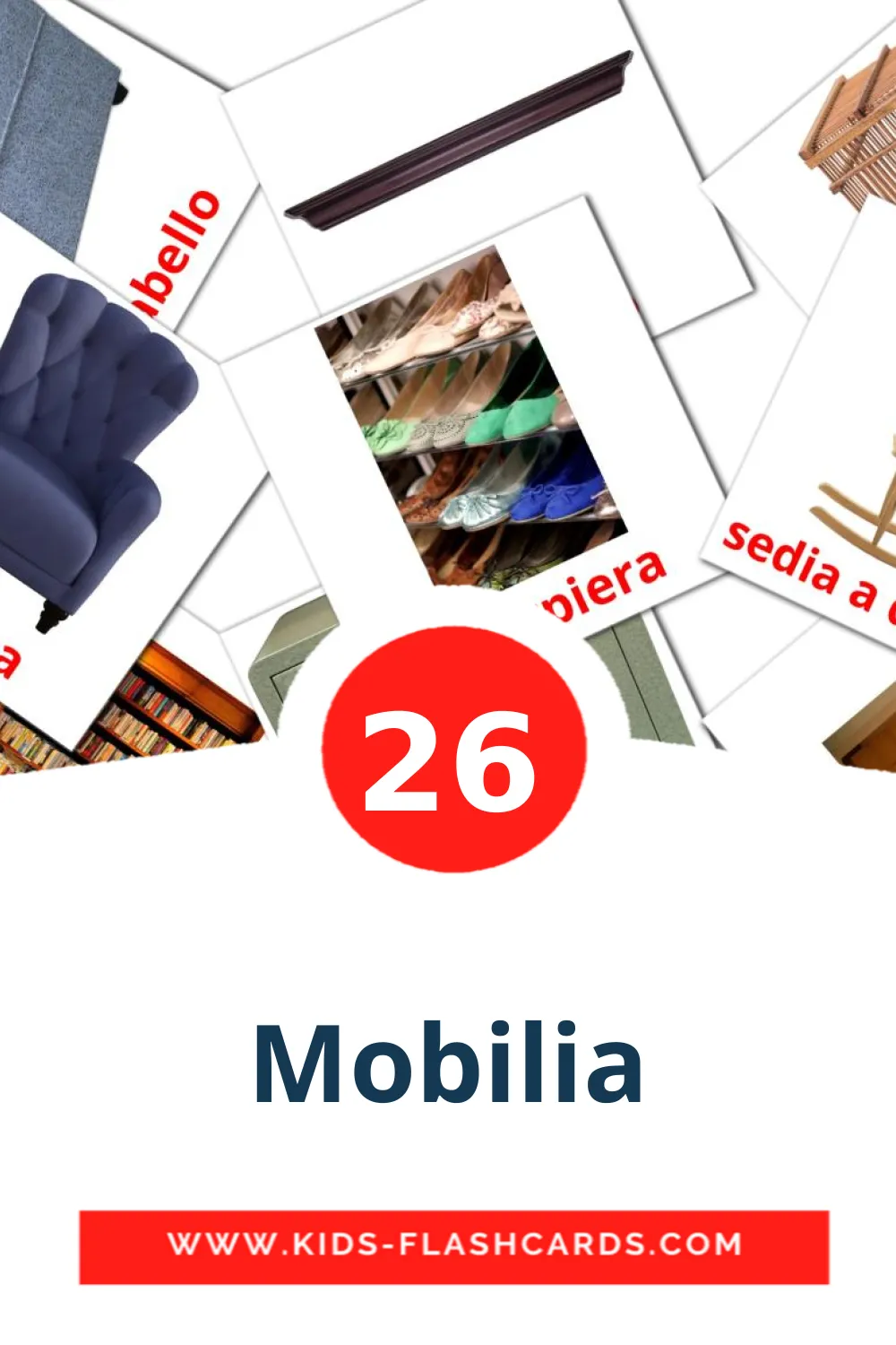 26 carte illustrate di Mobilia per la scuola materna in italiano