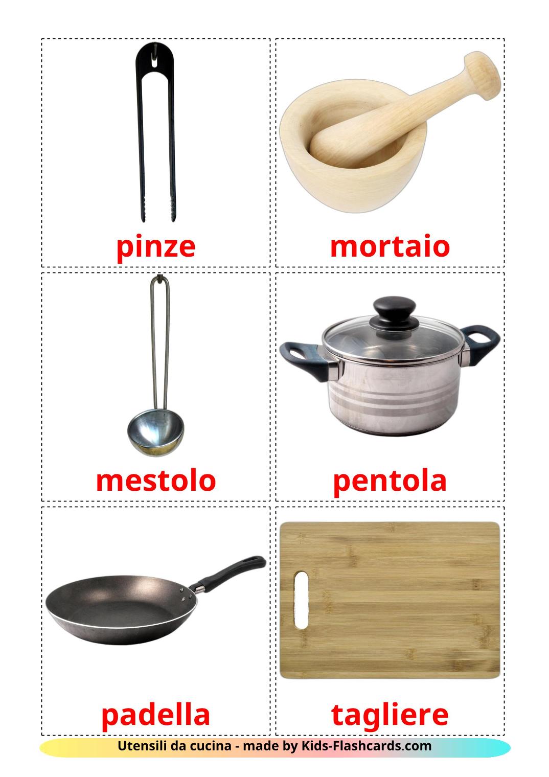 Kitchenware - 35 Free Printable italian Flashcards 