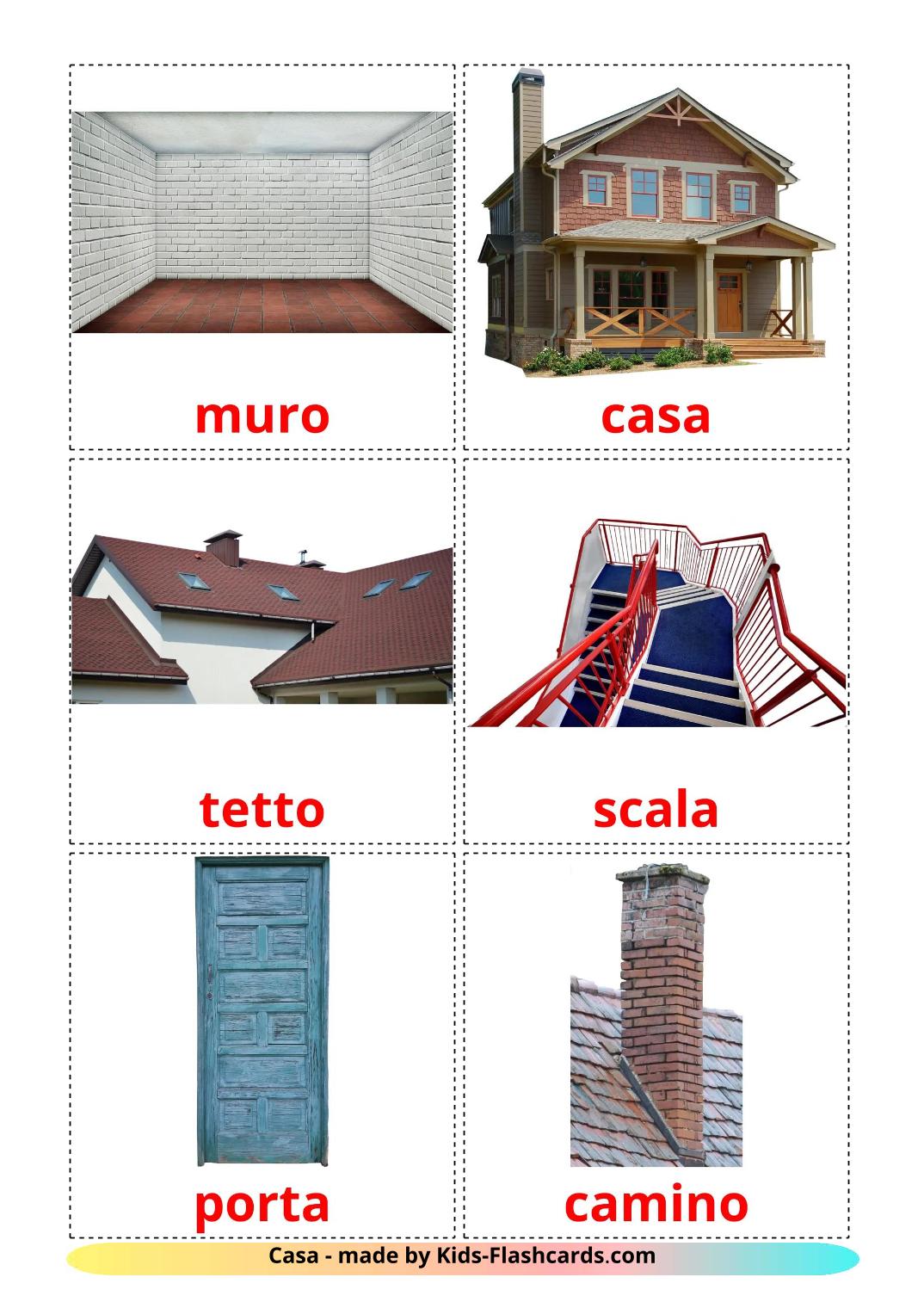 Casa - 25 Flashcards italianoes gratuitos para impressão