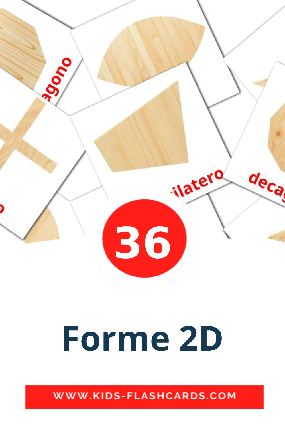 36 Forme 2D Picture Cards for Kindergarden in italian