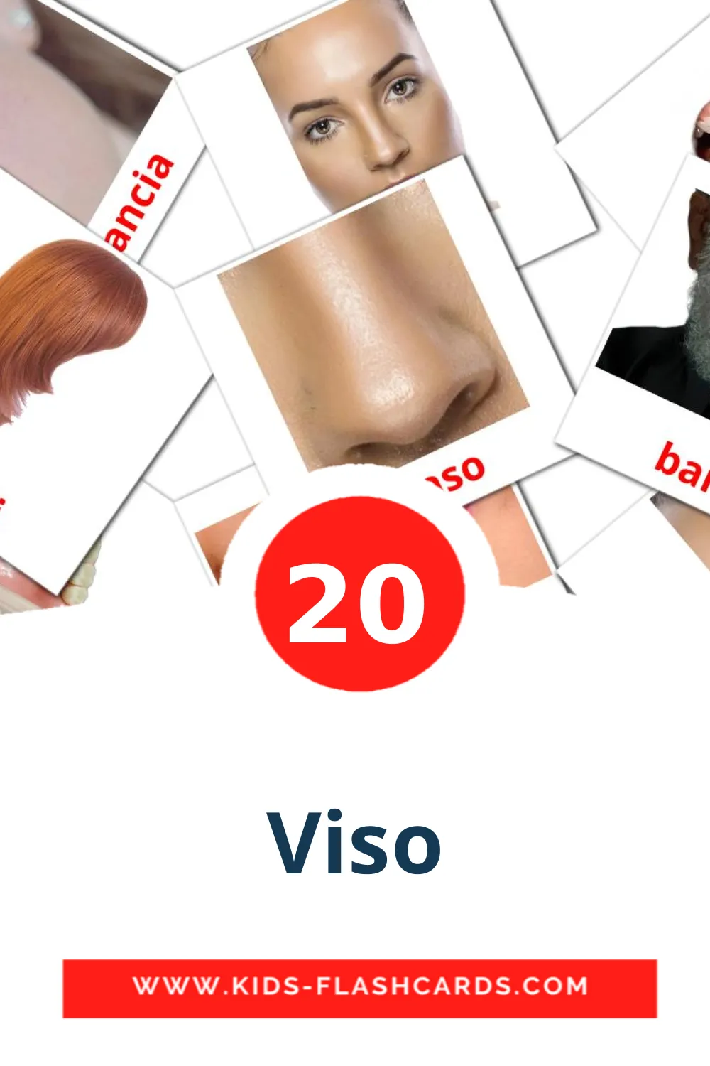 20 carte illustrate di Viso per la scuola materna in italiano