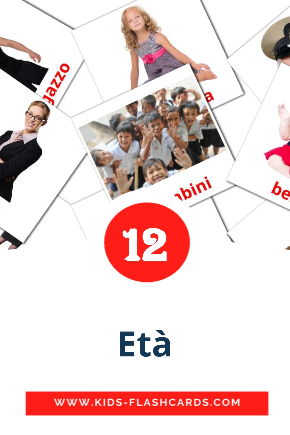 12 Età Picture Cards for Kindergarden in italian