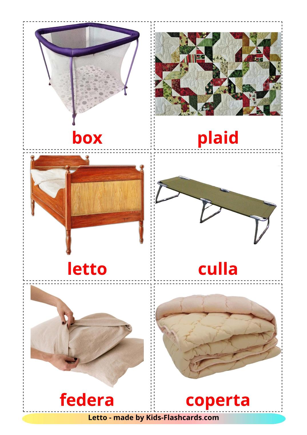 Bed - 15 Free Printable italian Flashcards 