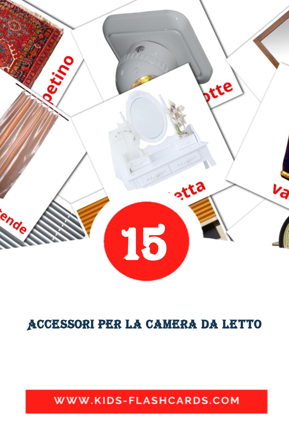 18 Accessori per la camera da letto Picture Cards for Kindergarden in italian